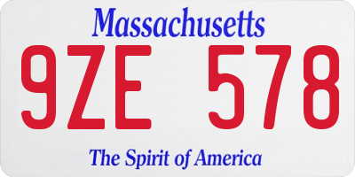 MA license plate 9ZE578