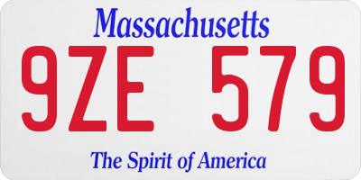 MA license plate 9ZE579