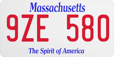 MA license plate 9ZE580