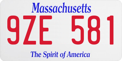 MA license plate 9ZE581