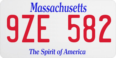 MA license plate 9ZE582