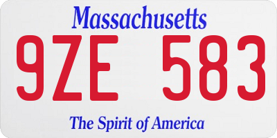 MA license plate 9ZE583