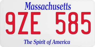 MA license plate 9ZE585