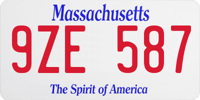 MA license plate 9ZE587