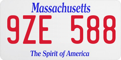 MA license plate 9ZE588