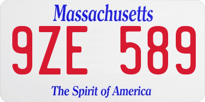 MA license plate 9ZE589