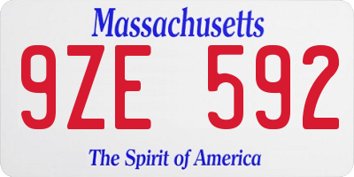 MA license plate 9ZE592