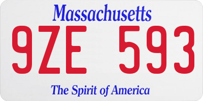 MA license plate 9ZE593