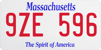 MA license plate 9ZE596