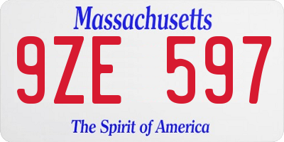 MA license plate 9ZE597