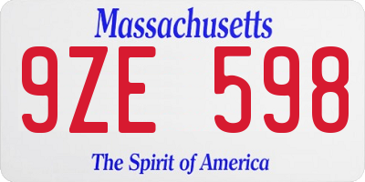 MA license plate 9ZE598