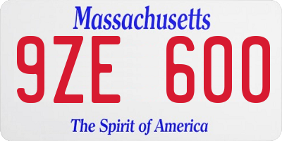 MA license plate 9ZE600