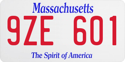 MA license plate 9ZE601