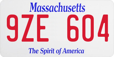 MA license plate 9ZE604