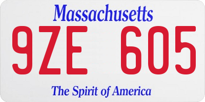 MA license plate 9ZE605