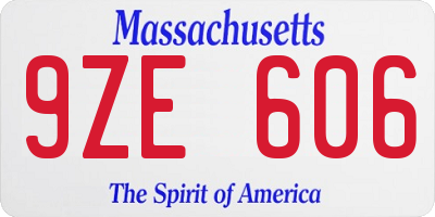 MA license plate 9ZE606
