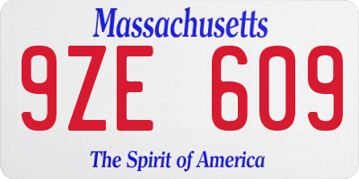 MA license plate 9ZE609