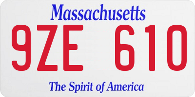 MA license plate 9ZE610