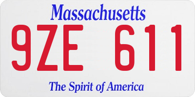 MA license plate 9ZE611