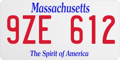 MA license plate 9ZE612