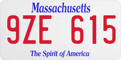 MA license plate 9ZE615