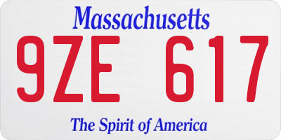 MA license plate 9ZE617