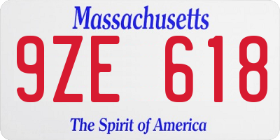 MA license plate 9ZE618