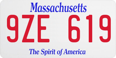 MA license plate 9ZE619