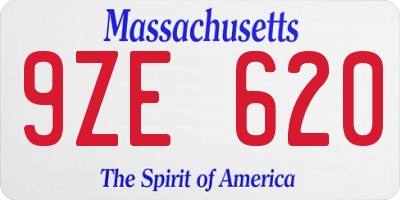 MA license plate 9ZE620