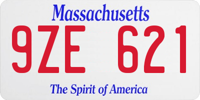 MA license plate 9ZE621