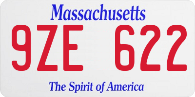 MA license plate 9ZE622