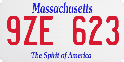 MA license plate 9ZE623