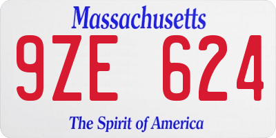 MA license plate 9ZE624