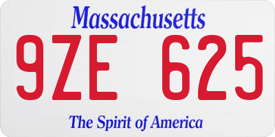 MA license plate 9ZE625