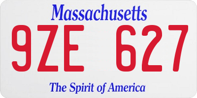 MA license plate 9ZE627