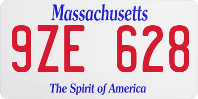 MA license plate 9ZE628