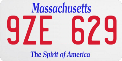 MA license plate 9ZE629