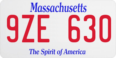 MA license plate 9ZE630