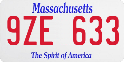 MA license plate 9ZE633