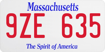 MA license plate 9ZE635