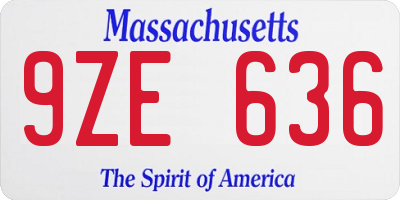 MA license plate 9ZE636