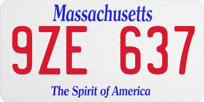 MA license plate 9ZE637