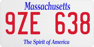 MA license plate 9ZE638