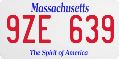 MA license plate 9ZE639