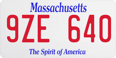 MA license plate 9ZE640