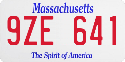 MA license plate 9ZE641