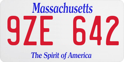 MA license plate 9ZE642