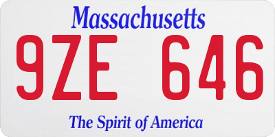 MA license plate 9ZE646