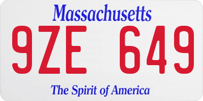 MA license plate 9ZE649