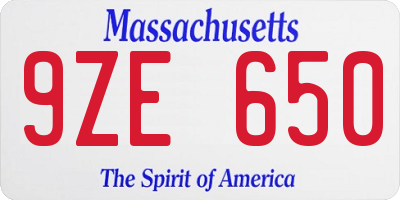 MA license plate 9ZE650